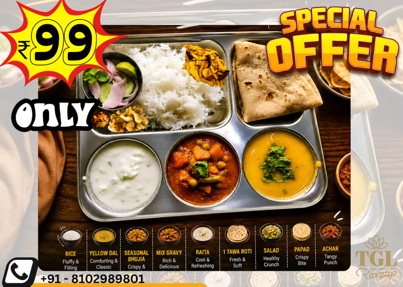Smart Thali — nine items on one plate for ₹99